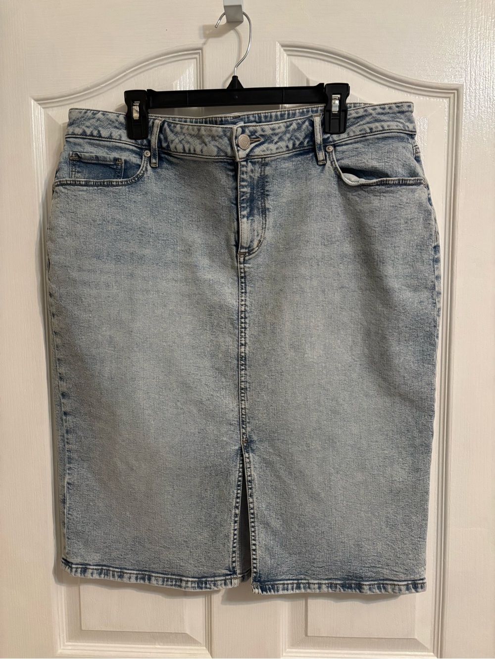 LOFT Light Blue Denim Pencil Skirt with Front Slit